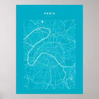 Paris - Frankreich Ligh Blue City Map Poster