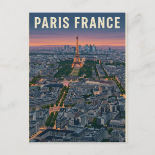 Paris Frankreich Mid-Century Modern Skyline Kunst Postkarte