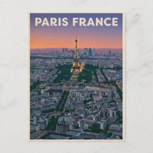Paris Frankreich Mid-Century Modern Skyline Kunst Postkarte