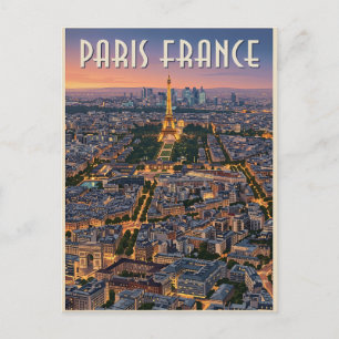 Paris Frankreich Mid-Century Modern Skyline Kunst Postkarte
