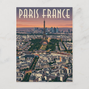 Paris Frankreich Mid-Century Modern Skyline Kunst Postkarte