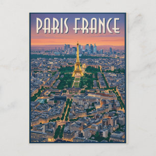 Paris Frankreich Mid-Century Modern Skyline Kunst Postkarte