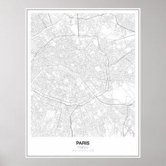 Paris, Frankreich Minimalistisch Map Poster (Stil 