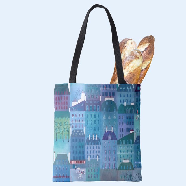 Paris Frankreich Modernes Stadtbild (Paris cityscape blue tote bag)