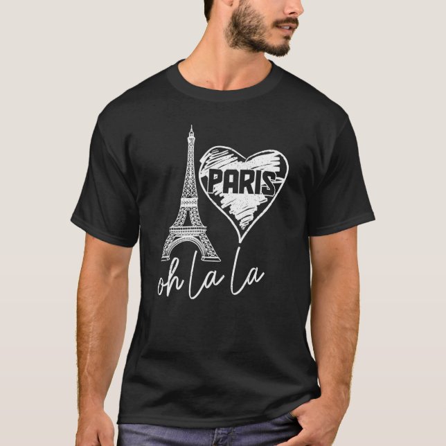 Paris Frankreich Oh La Eiffel Tower Niedlich 1 T-Shirt (Vorderseite)