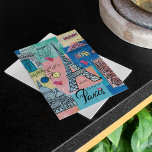 Paris, Frankreich Postkarte<br><div class="desc">Global Travel II by Farida Zaman. Image feys the city of Paris,  France with various famous landmarks and elements of the city. SID23322 |</div>