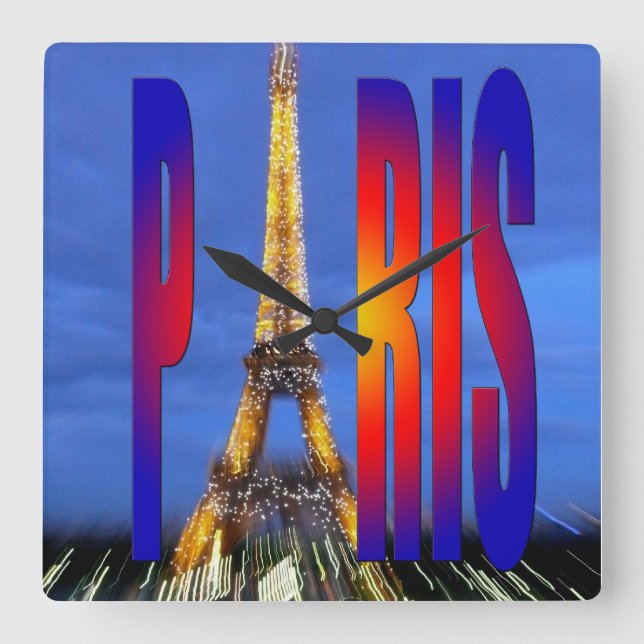 Paris Frankreich Quadratische Wanduhr (Vorderseite)