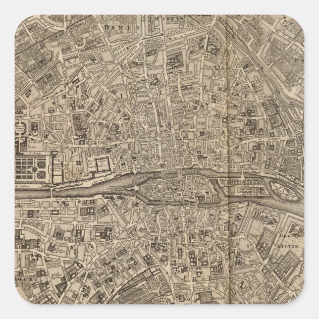 Paris Frankreich Quadratischer Aufkleber (Vorderseite)