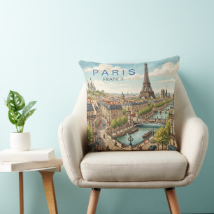Paris Frankreich Reise Kunst Vintage Kissen