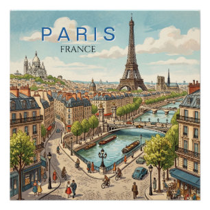 Paris Frankreich Reise Kunst Vintage Poster
