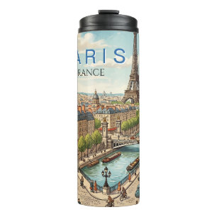 Paris Frankreich Reise Kunst Vintage Thermosbecher