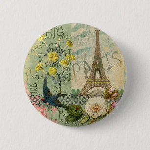 Paris Frankreich Reise Vintage Antike Kunstmalerei Button