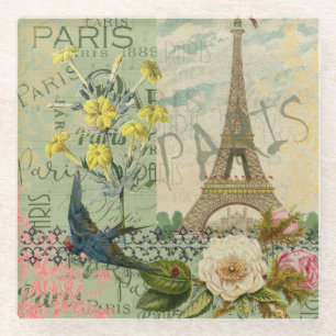 Paris Frankreich Reise Vintage Antike Kunstmalerei Glasuntersetzer