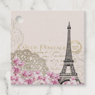 Paris Frankreich Reisedesign mit Eiffel Pink Roses Geschenkanhänger