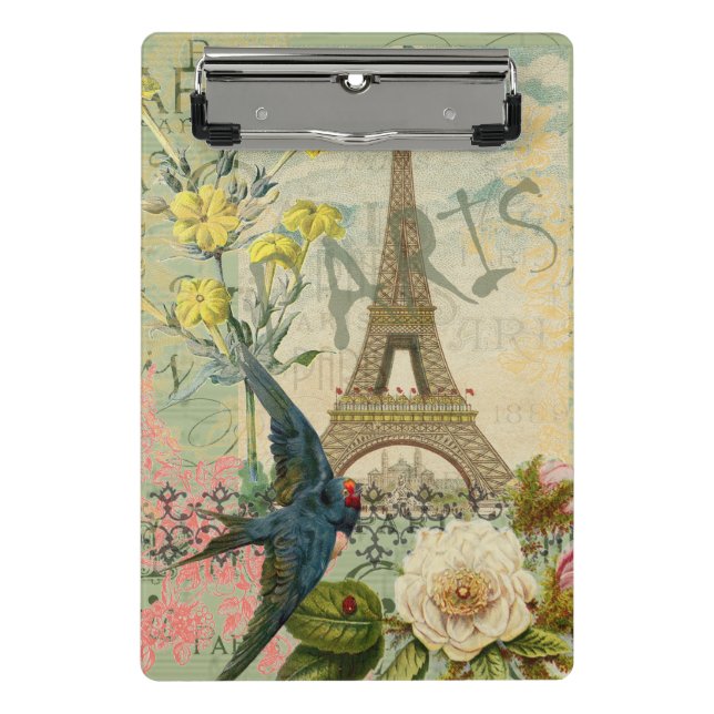 Paris Frankreich Reisen Vintag antike Malerei Mini Klemmbrett (Vorderseite)