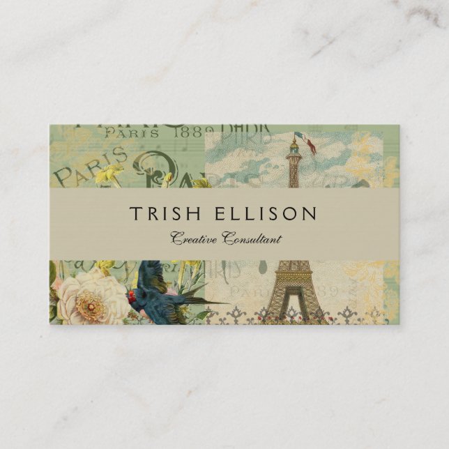 Paris Frankreich Reisen Vintag antike Malerei Visitenkarte (Vorderseite)