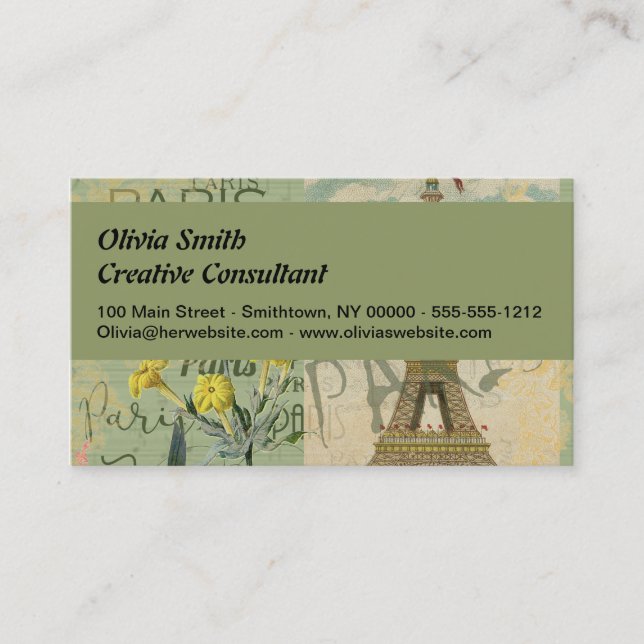 Paris Frankreich Reisen Vintag antike Malerei Visitenkarte (Vorderseite)