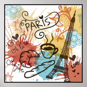 Paris, Frankreich, Reiseplakat Poster