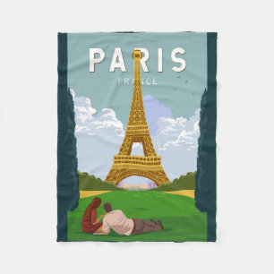 Paris Frankreich Retro Reise Kunst Vintage Fleecedecke