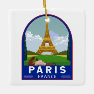 Paris Frankreich Retro Reisen Vintag Keramikornament