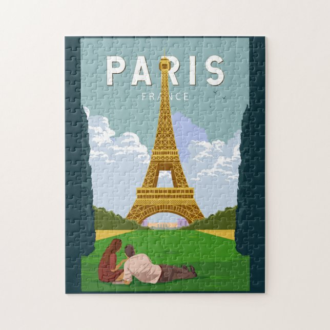 Paris Frankreich Retro Reisen Vintag Puzzle (Vertikal)