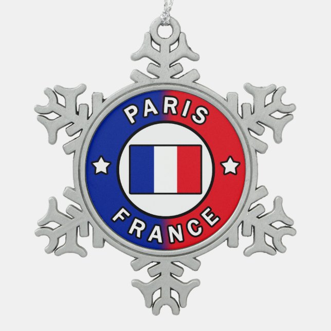 Paris Frankreich Schneeflocken Zinn-Ornament (Vorderseite)