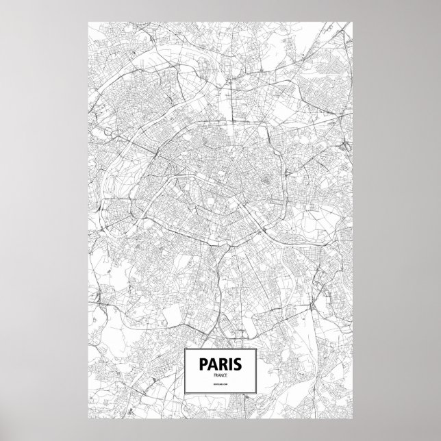 Paris, Frankreich (schwarz auf weiß) Poster (Vorne)
