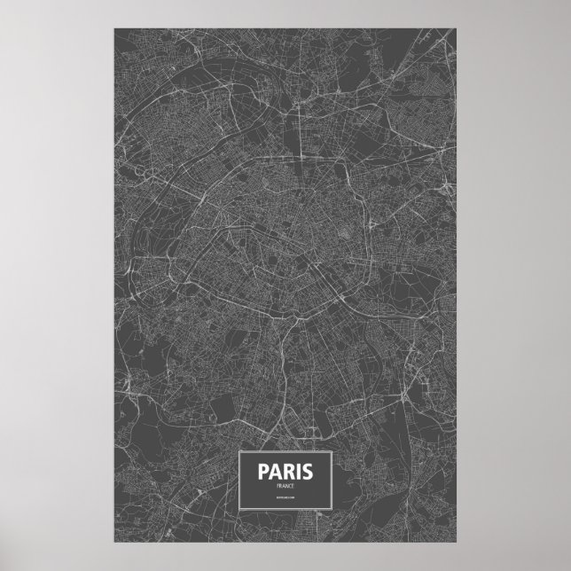 Paris, Frankreich (schwarz weiß) Poster (Vorne)