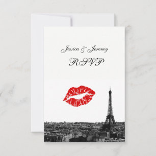 Paris Frankreich Skyline Kiss #1 BW RSVP #1 Karte