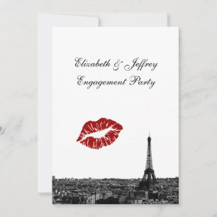 Paris Frankreich Skyline Kiss #1 BW V Verlobung V Einladung