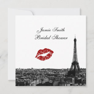 Paris Frankreich Skyline Kuss #1 SW Hochzeitsdusch Einladung