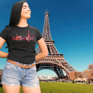Paris Frankreich Skyline Romantisch Rosa Reise-Shi T-Shirt