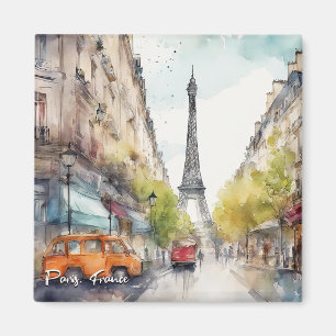 Paris Frankreich Stadt Silhouette Aquarell Magnet