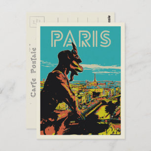 Paris Frankreich Stadtansicht mit Gargoyle Postkarte