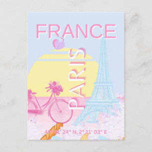 Paris, Frankreich, Travel Art, Preppy, Blue Feiertagspostkarte