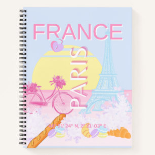 Paris, Frankreich, Travel Art, Preppy, Blue Notizbuch