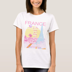 Paris, Frankreich, Travel Art, Preppy, Blue T-Shirt