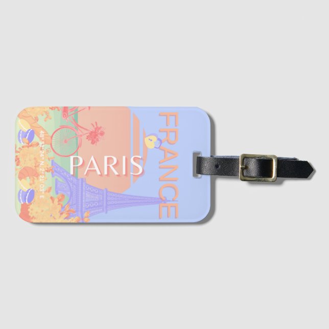 Paris, Frankreich, Travel Art, Preppy, Pastel, Blu Gepäckanhänger (Vorderseite (Horizontal))