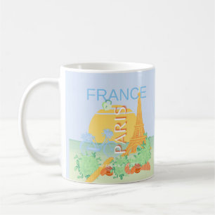 Paris, Frankreich, Travel Art, Preppy, Pastel, Blu Kaffeetasse