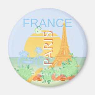 Paris, Frankreich, Travel Art, Preppy, Pastel, Blu Magnet