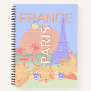 Paris, Frankreich, Travel Art, Preppy, Pastel, Blu Notizbuch