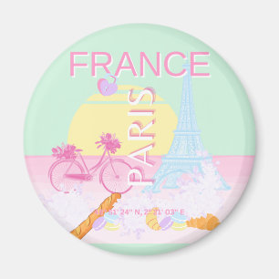 Paris, Frankreich, Travel Art, Preppy, Pastel Magnet