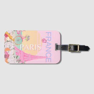 Paris, Frankreich, Travel Art, Preppy, Pastel, Pin Gepäckanhänger