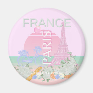 Paris, Frankreich, Travel Art, Preppy, Pastel, Pin Magnet