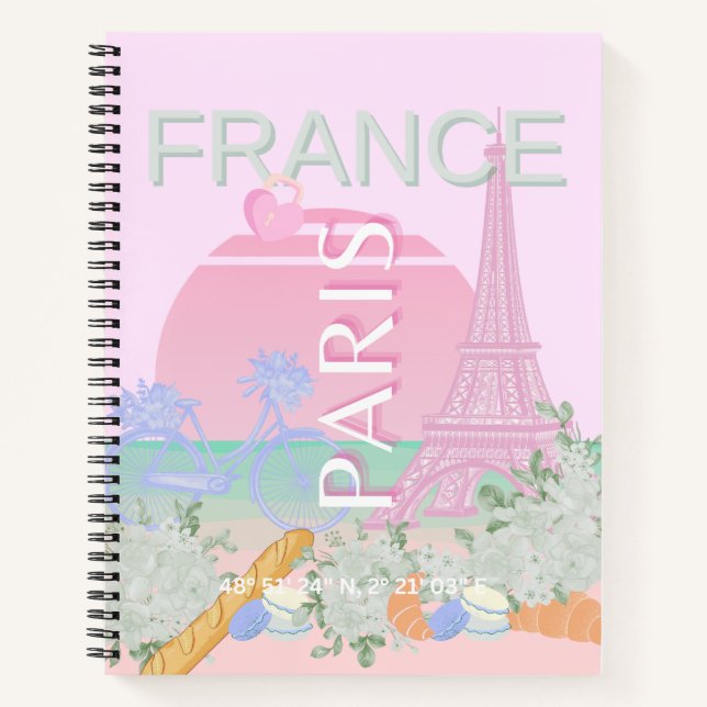 Paris, Frankreich, Travel Art, Preppy, Pastel, Pin Notizbuch (Vorderseite)