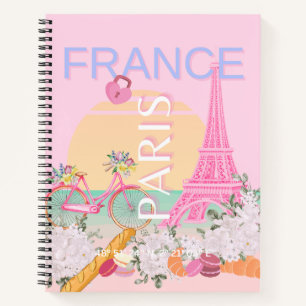 Paris, Frankreich, Travel Art, Preppy, Pastel, Pin Notizbuch