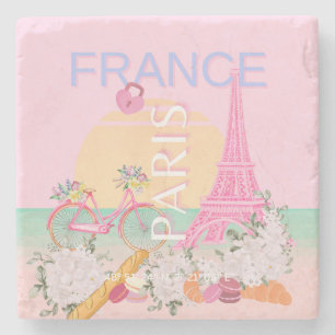 Paris, Frankreich, Travel Art, Preppy, Pastel, Pin Steinuntersetzer