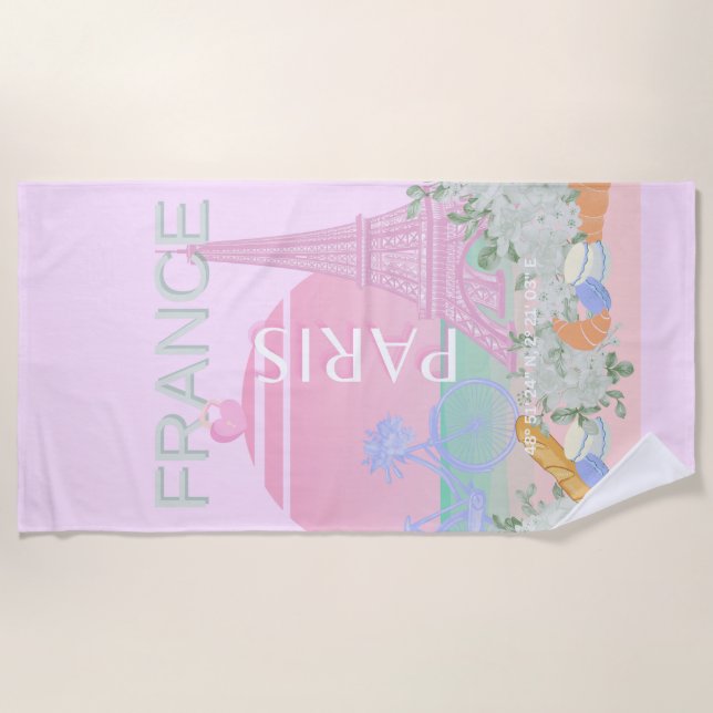 Paris, Frankreich, Travel Art, Preppy, Pastel, Pin Strandtuch (Vorderseite)