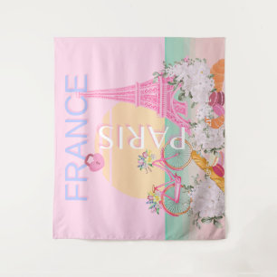 Paris, Frankreich, Travel Art, Preppy, Pastel, Pin Wandteppich