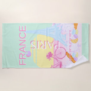 Paris, Frankreich, Travel Art, Preppy, Pastel Strandtuch